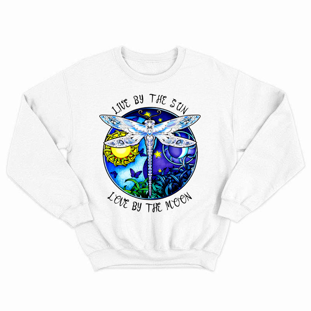 Dragonfly Live By The Sun Love By The Moon Shirt With Sayings Dragonfly Sweatshirt Women Basgiathsweatshirts - Image 2