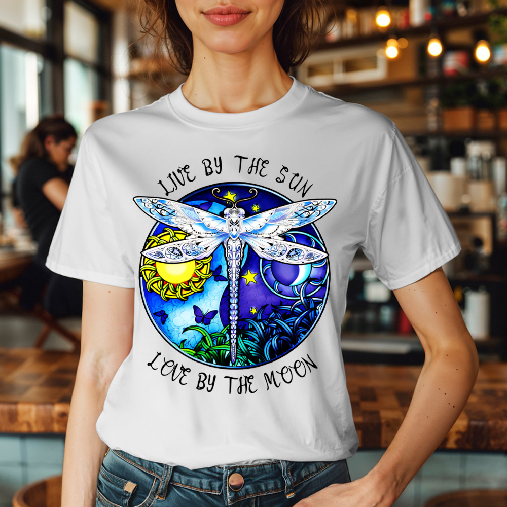 Dragonfly Live By The Sun Love By The Moon Shirt With Sayings Dragonfly T-Shirt Women Basgiathsweatshirts - Image 3
