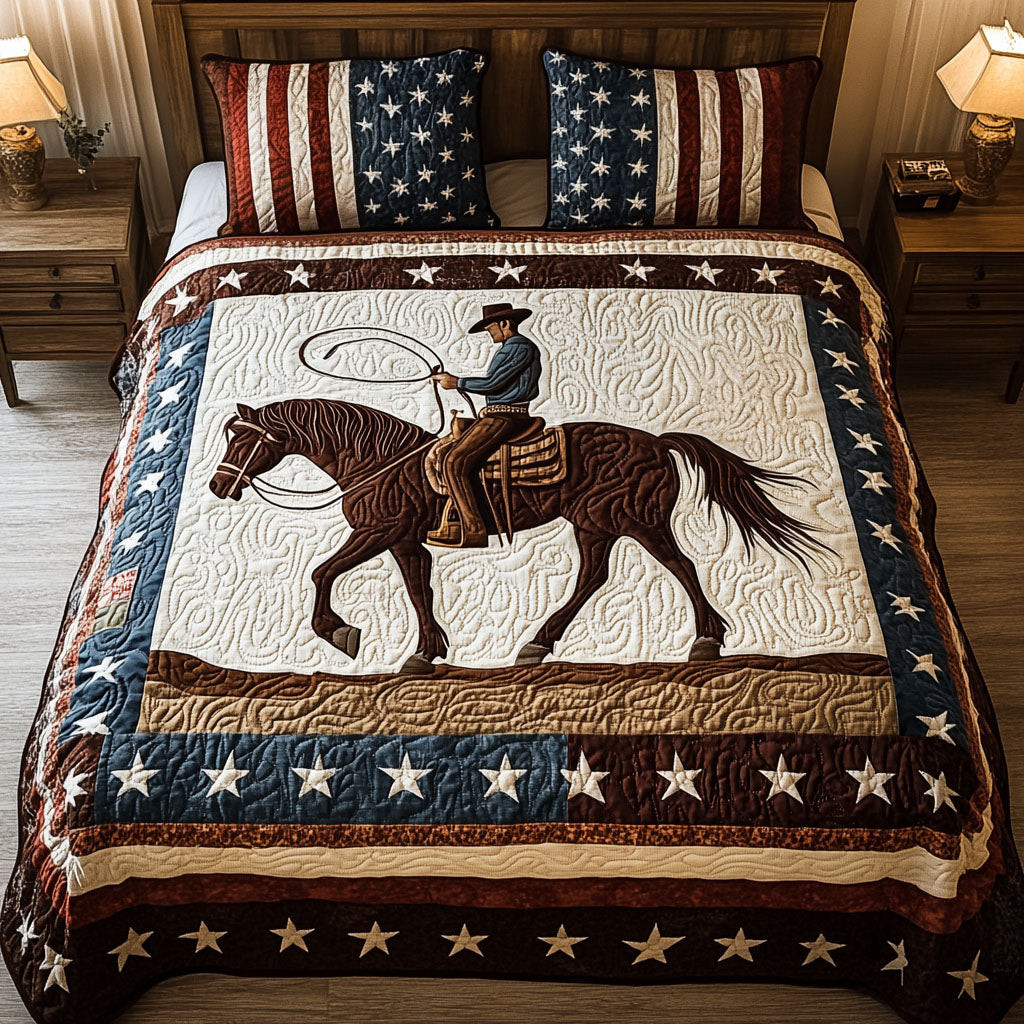 Dusty Trails Quilted Bedding Set Gifts For Cattle Lovers