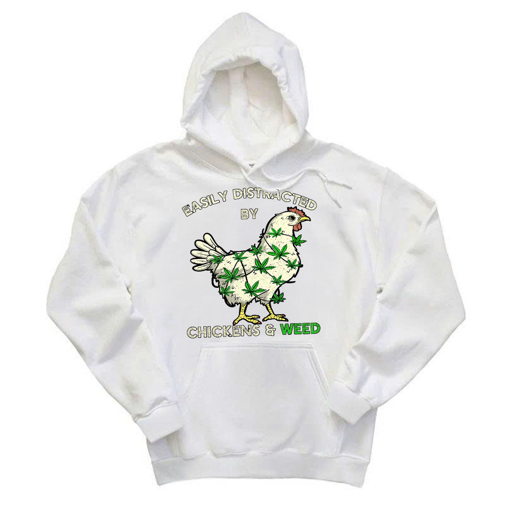 Easily Distracted By Chickens And Weed Hoodie Thanksgiving 2025 Gifts Basgiathsweatshirts