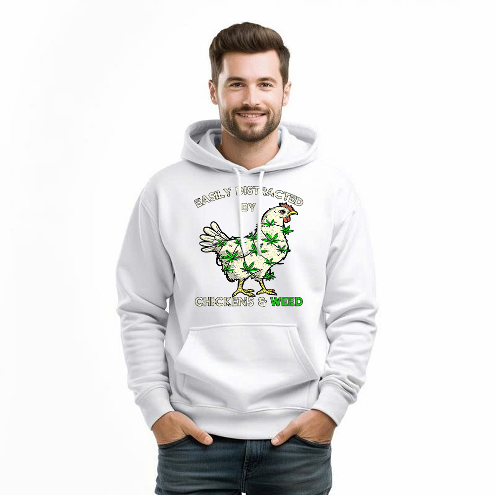 Easily Distracted By Chickens And Weed Hoodie Thanksgiving 2025 Gifts Basgiathsweatshirts - Image 5