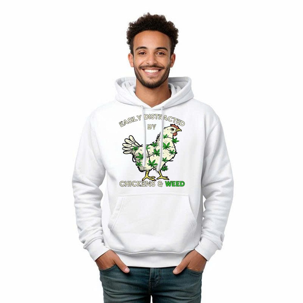 Easily Distracted By Chickens And Weed Hoodie Thanksgiving 2025 Gifts Basgiathsweatshirts - Image 3