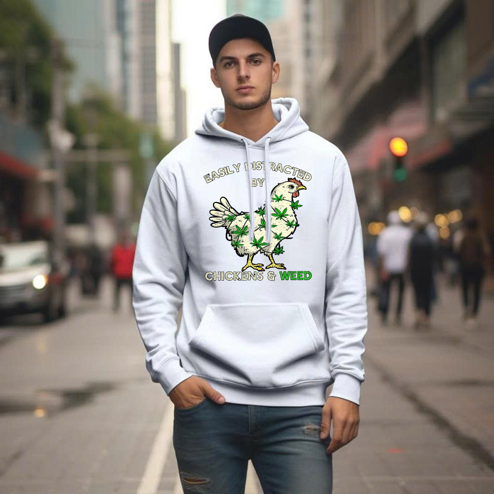 Easily Distracted By Chickens And Weed Hoodie Thanksgiving 2025 Gifts Basgiathsweatshirts - Image 4