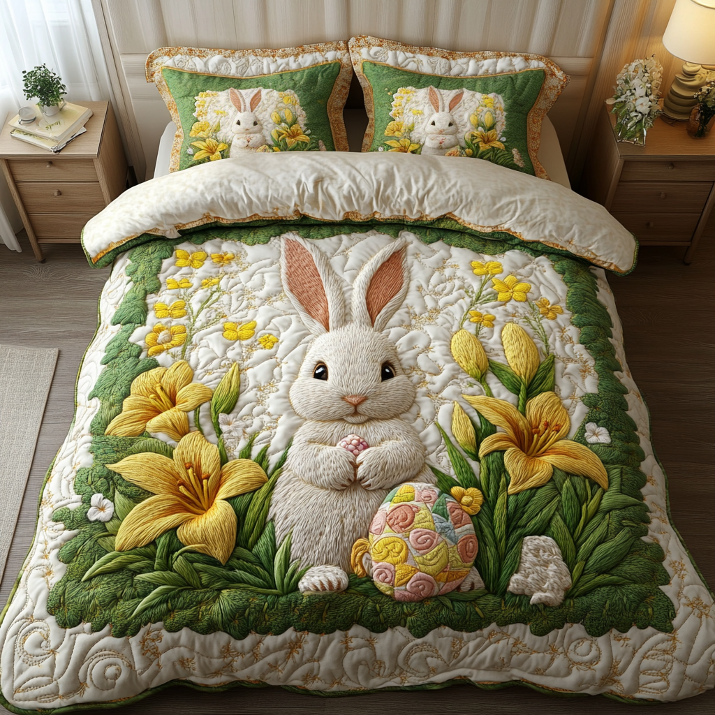 Easter Fluff Quilted Bedding Set Cute Room Decor Easter Gifts For Family
