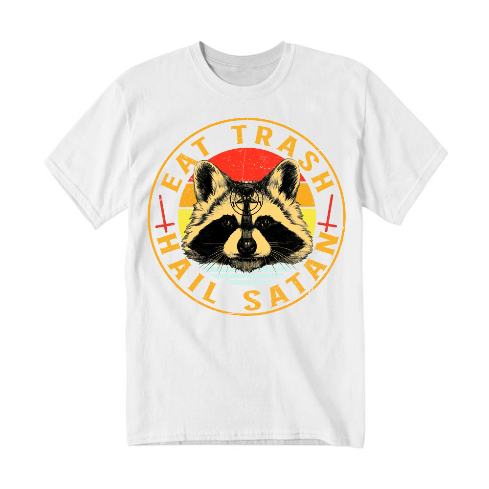 Eat Trash Hail Satan Shirt Racoon Graphic Retro T Shirt Design Gift For Him Basgiathsweatshirts