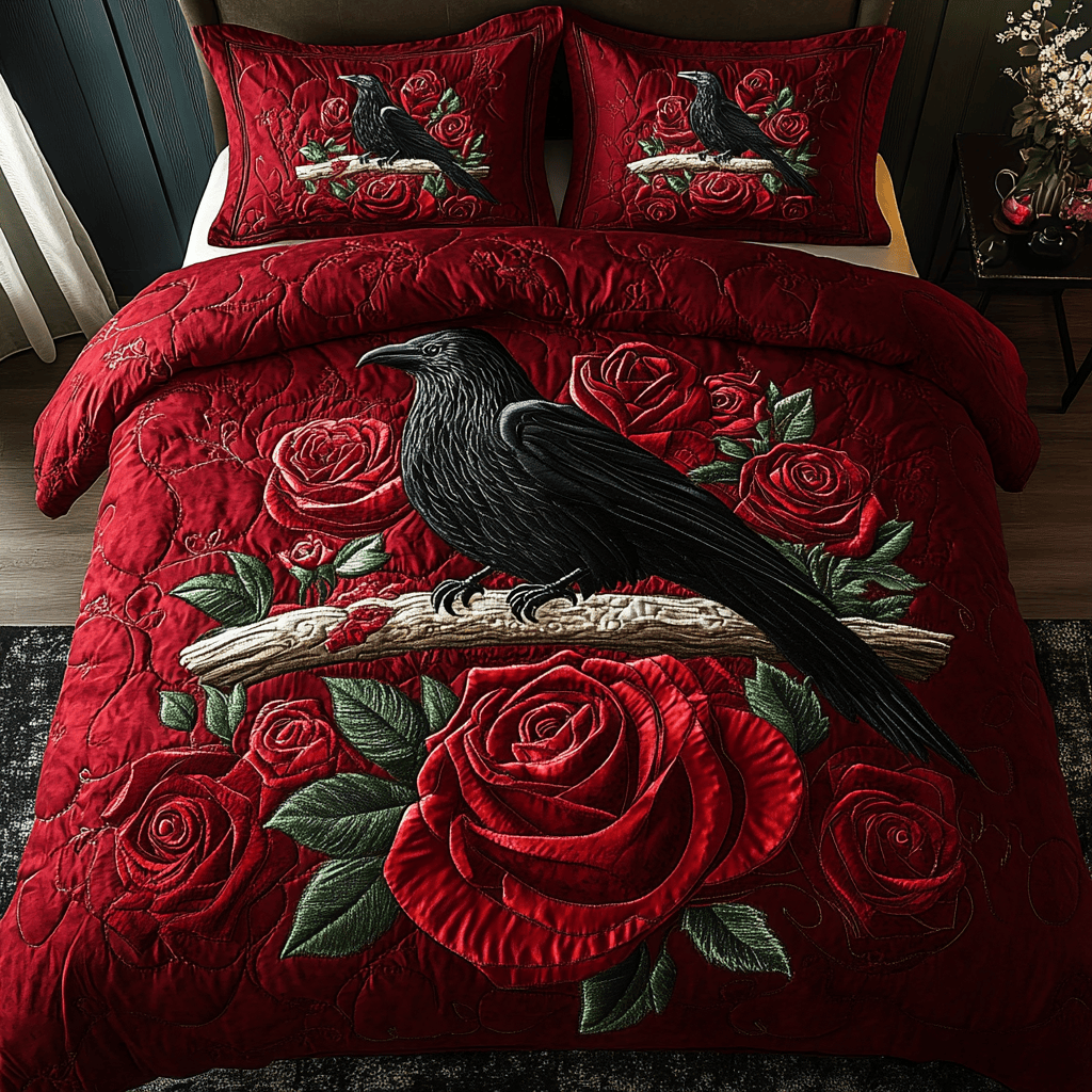 Ebon Feather Quilted Bedding Set Christmas Gifts For Men 2024