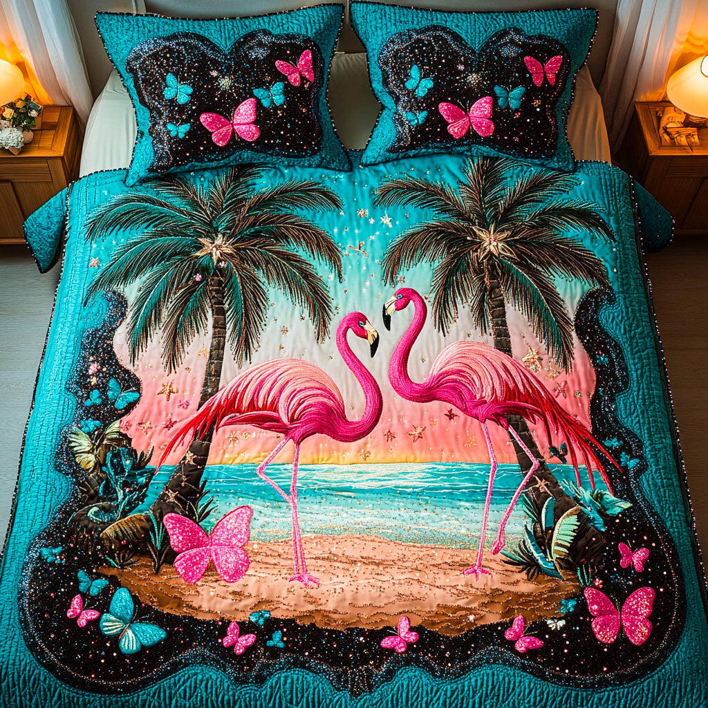 Elegant Wader Quilted Bedding Set Flamingo Gifts For Ladies