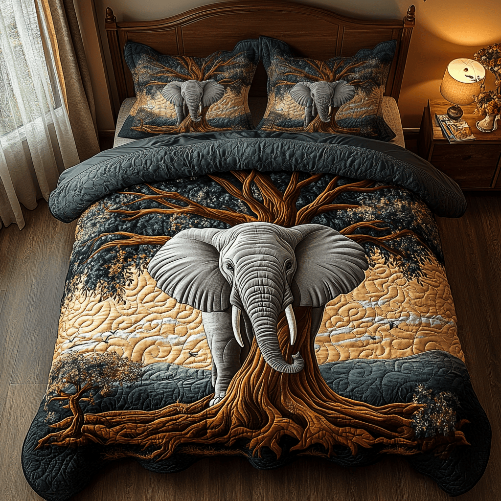 Elephant Baobab Quilted Bedding Set Elephant Gifts For Him