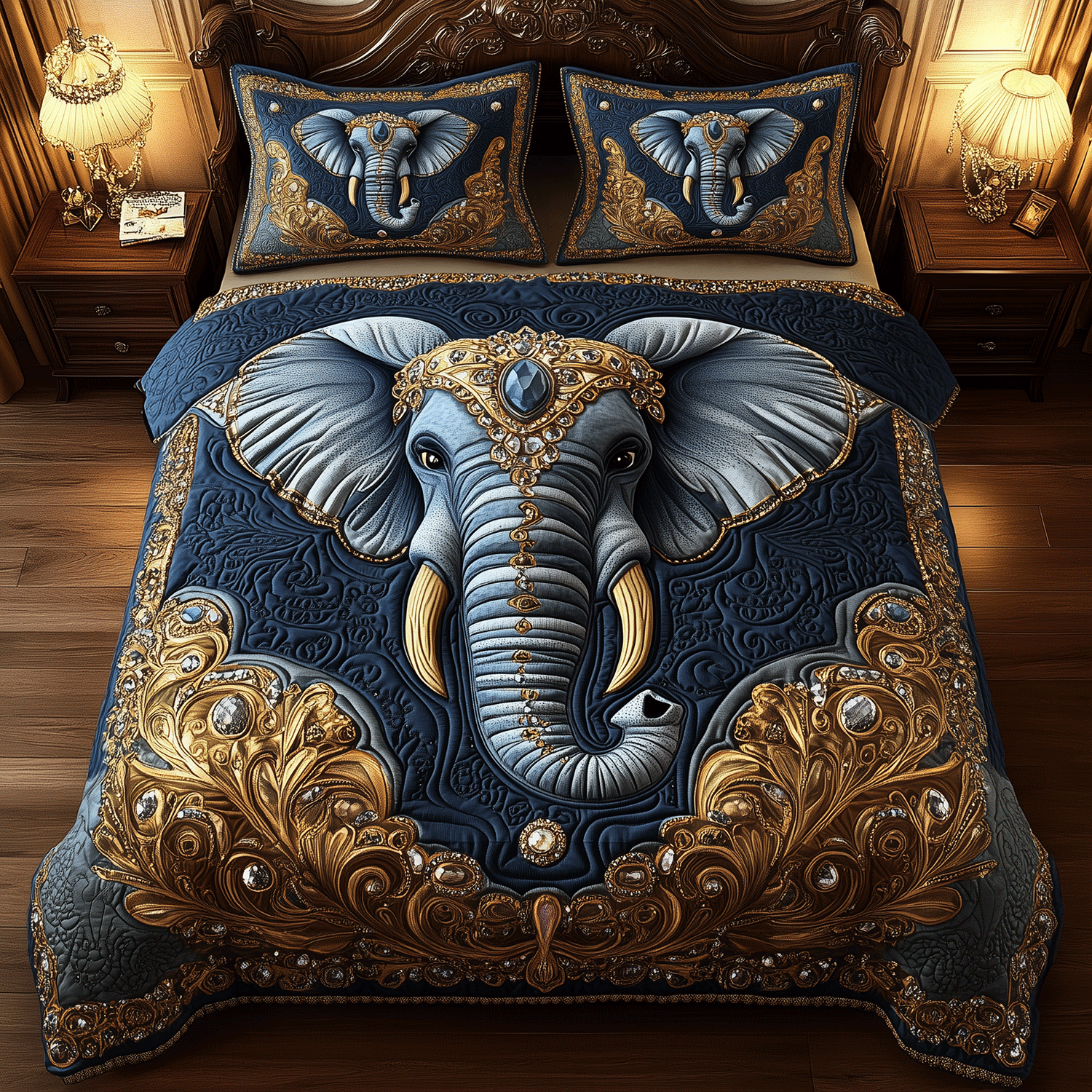Elephant Heritage Quilted Bedding Set Unique Elephant Gifts