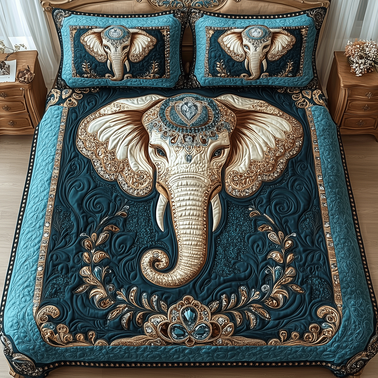 Elephant King Haven Quilted Bedding Set Elephant Gifts For Him
