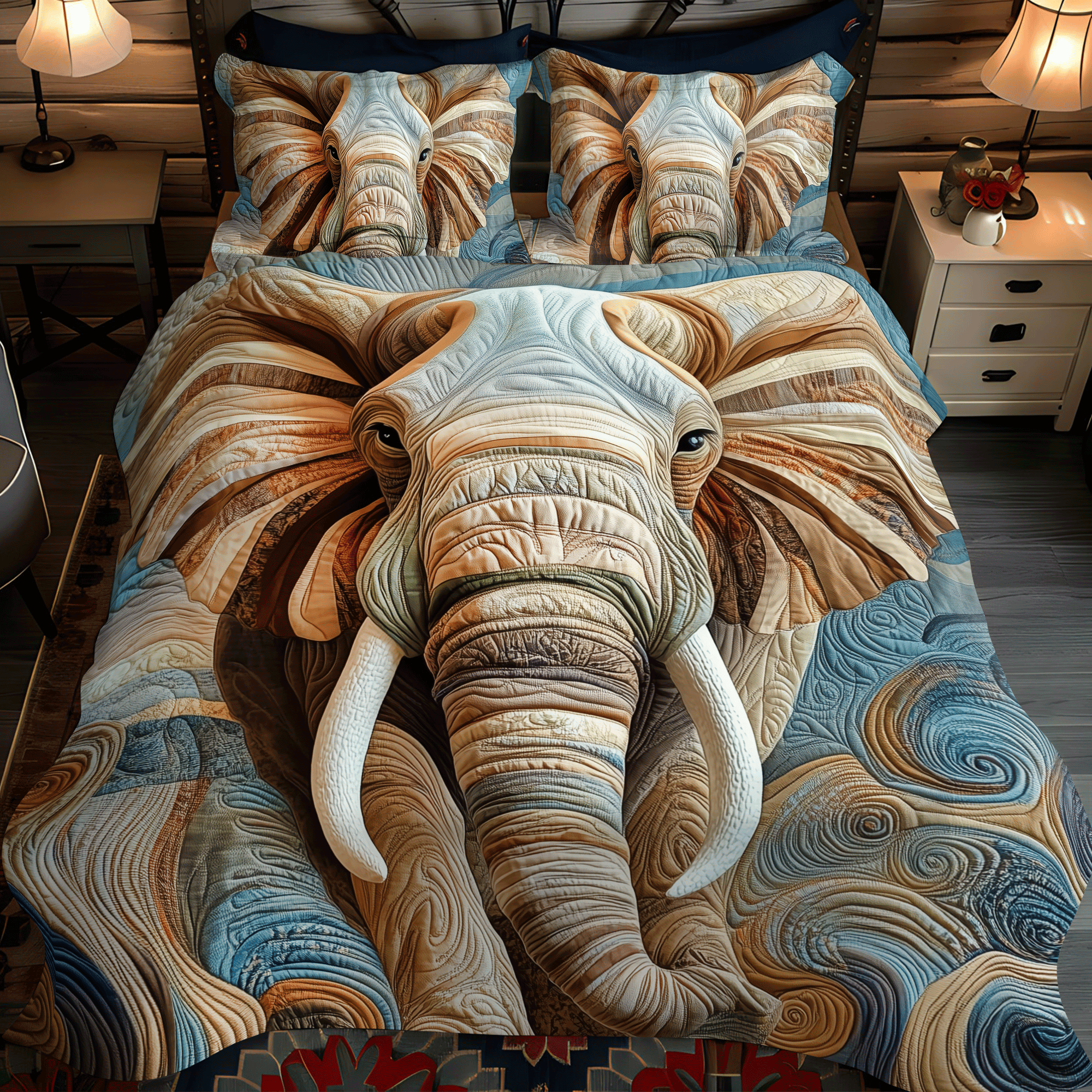 Elephant Regal March Quilted Bedding Set Animal Home Decor Elephant Lover Gift Ideas