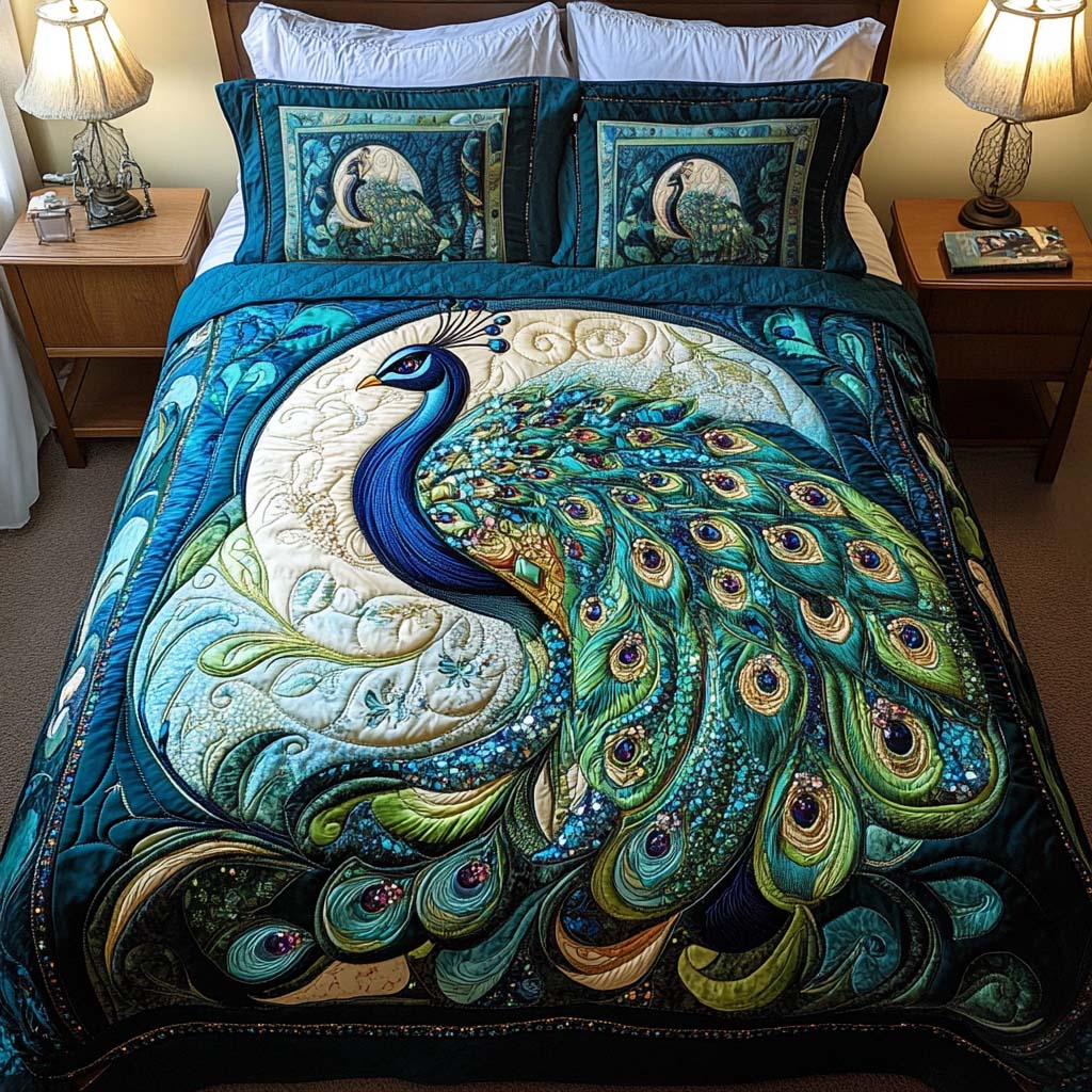 Emerald Elegance Flair Quilted Bedding Set Bird Gifts For Bird Lovers