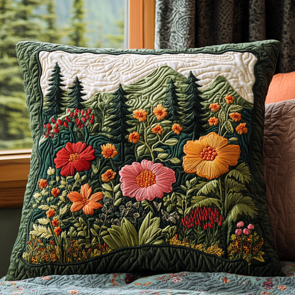 Enchanted Forest Quilted Pillow Case Decorative Throw Pillow Covers Presents For Nature Lovers