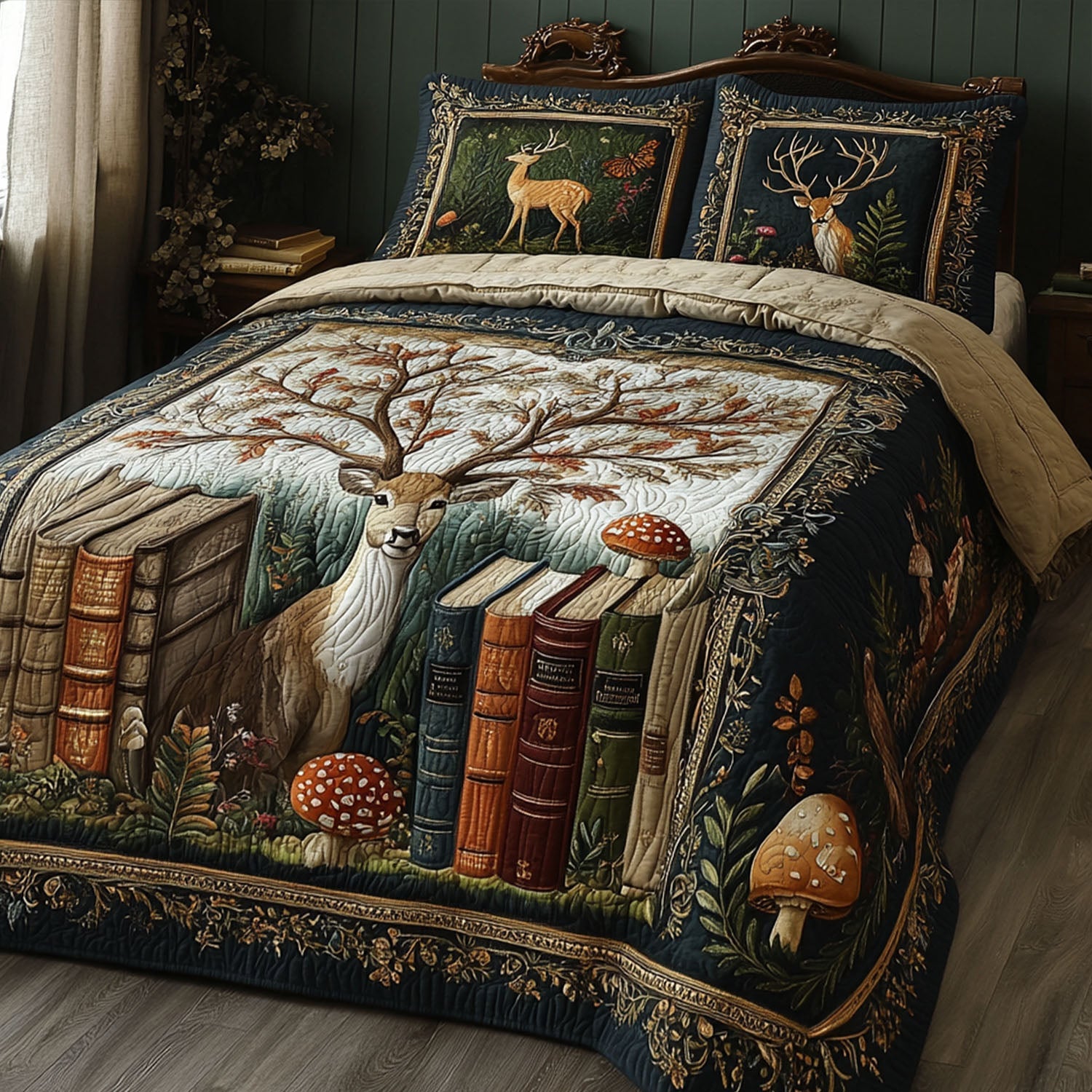 Enchanted Forest Stories Quilted Bedding Set Best Bedspread Set Best Unique Book Gifts