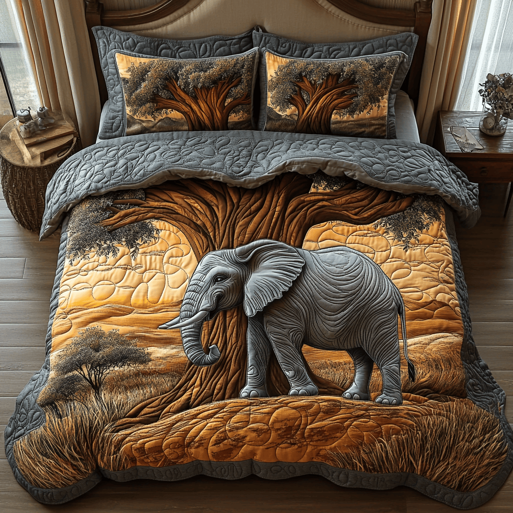 Enchanted Safari Quilted Bedding Set Elephant Themed Gifts