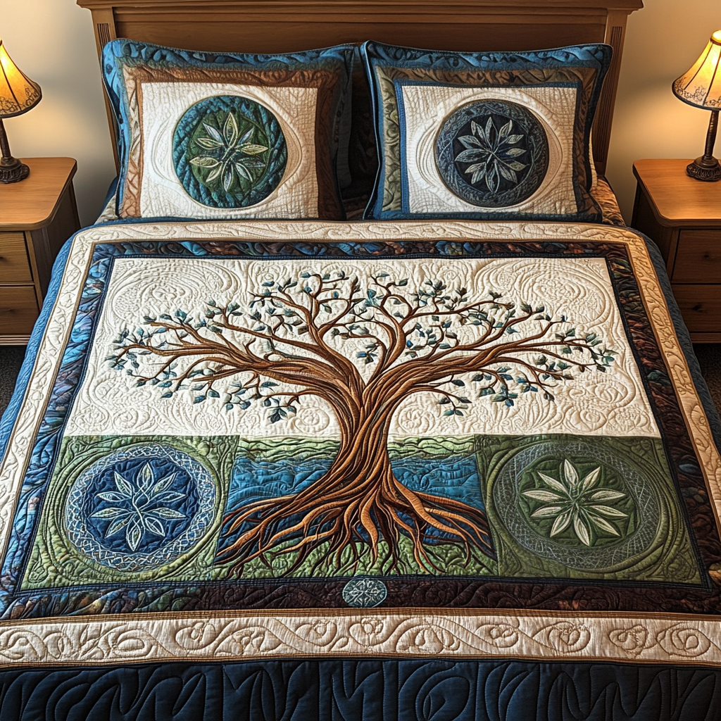 Enchanted Tree Quilted Bedding Set Gardening Gifts For Men