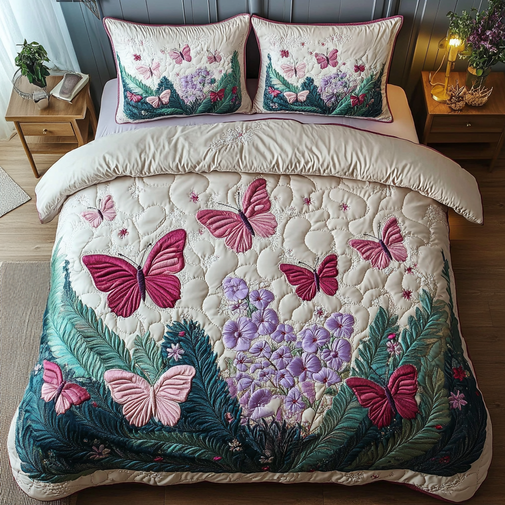 Ethereal Wings Quilted Bedding Set Butterfly Gift Ideas For Lovers
