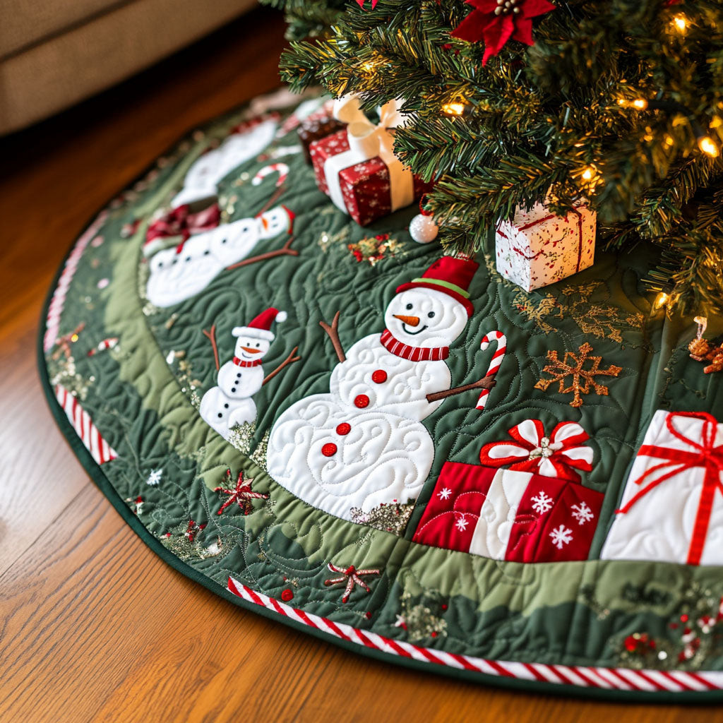 Evergreen Elegance Quilted Christmas Tree Skirt The Snowman Christmas Gifts Ideas