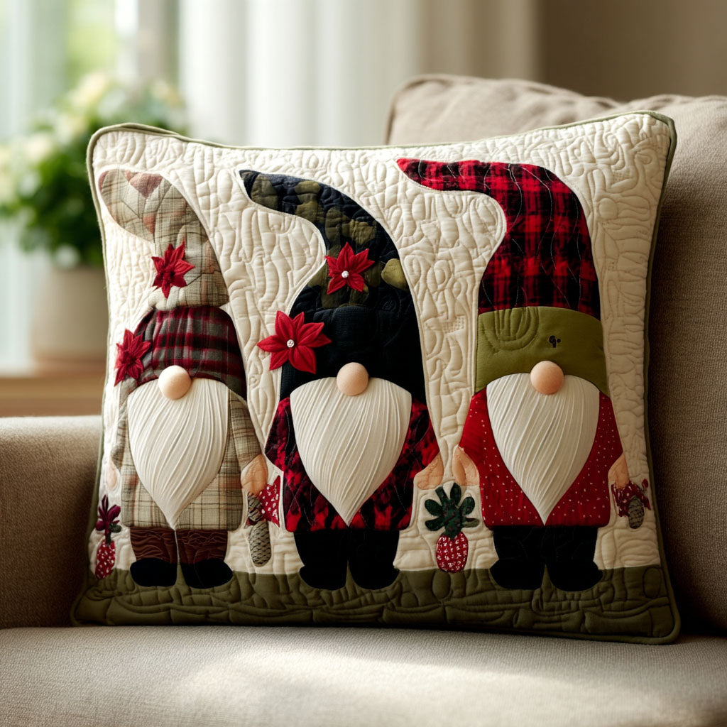 Evergreen Glow Quilted Pillow Case Christmas Pillow Covers Gnome Xmas Gift