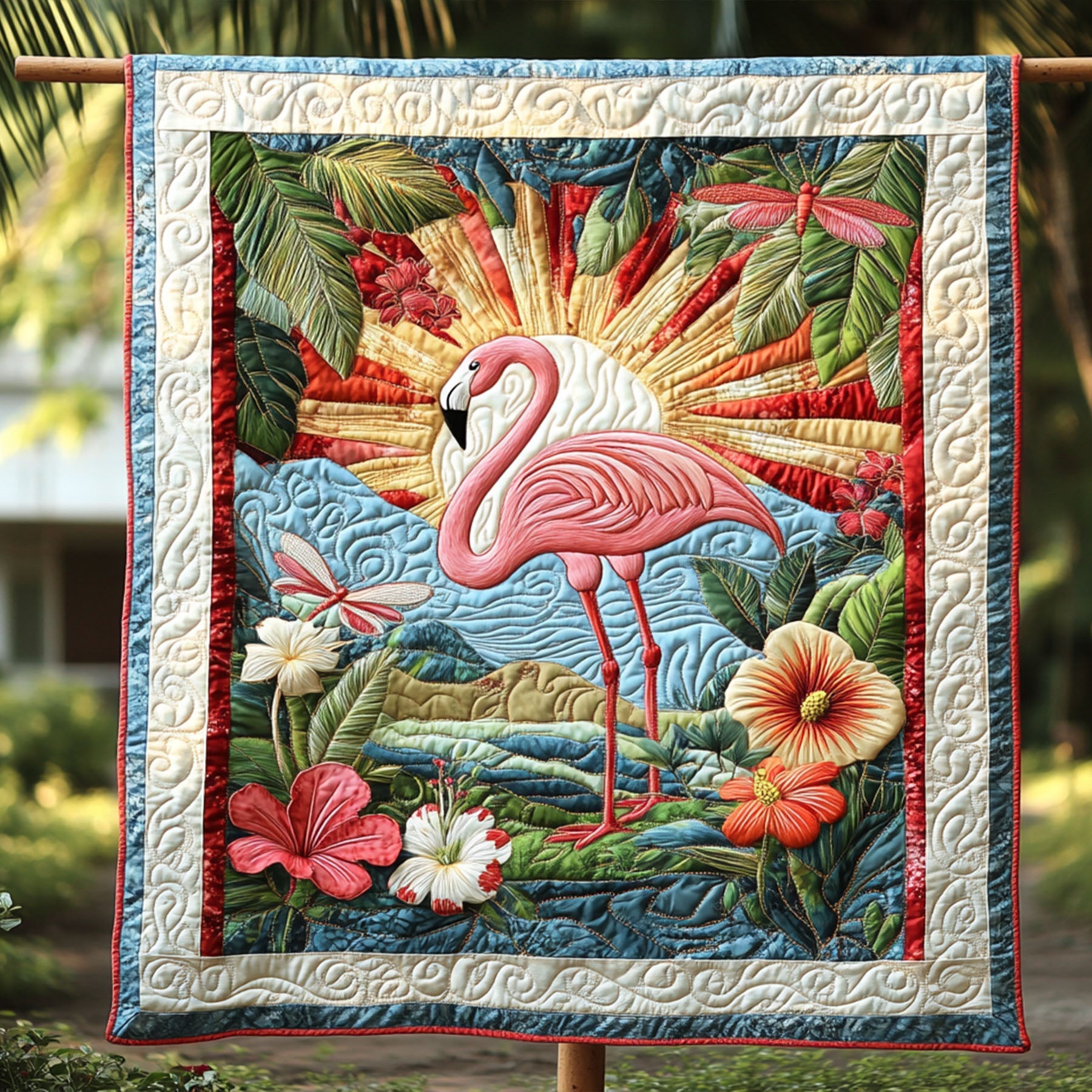 Feathered Beauty Quilted Blanket Best Couch Throw Blanket Flamingo Gifts For Ladies