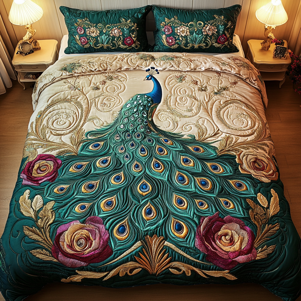 Feathered Jewel Quilted Bedding Set Christmas Gifts For Men