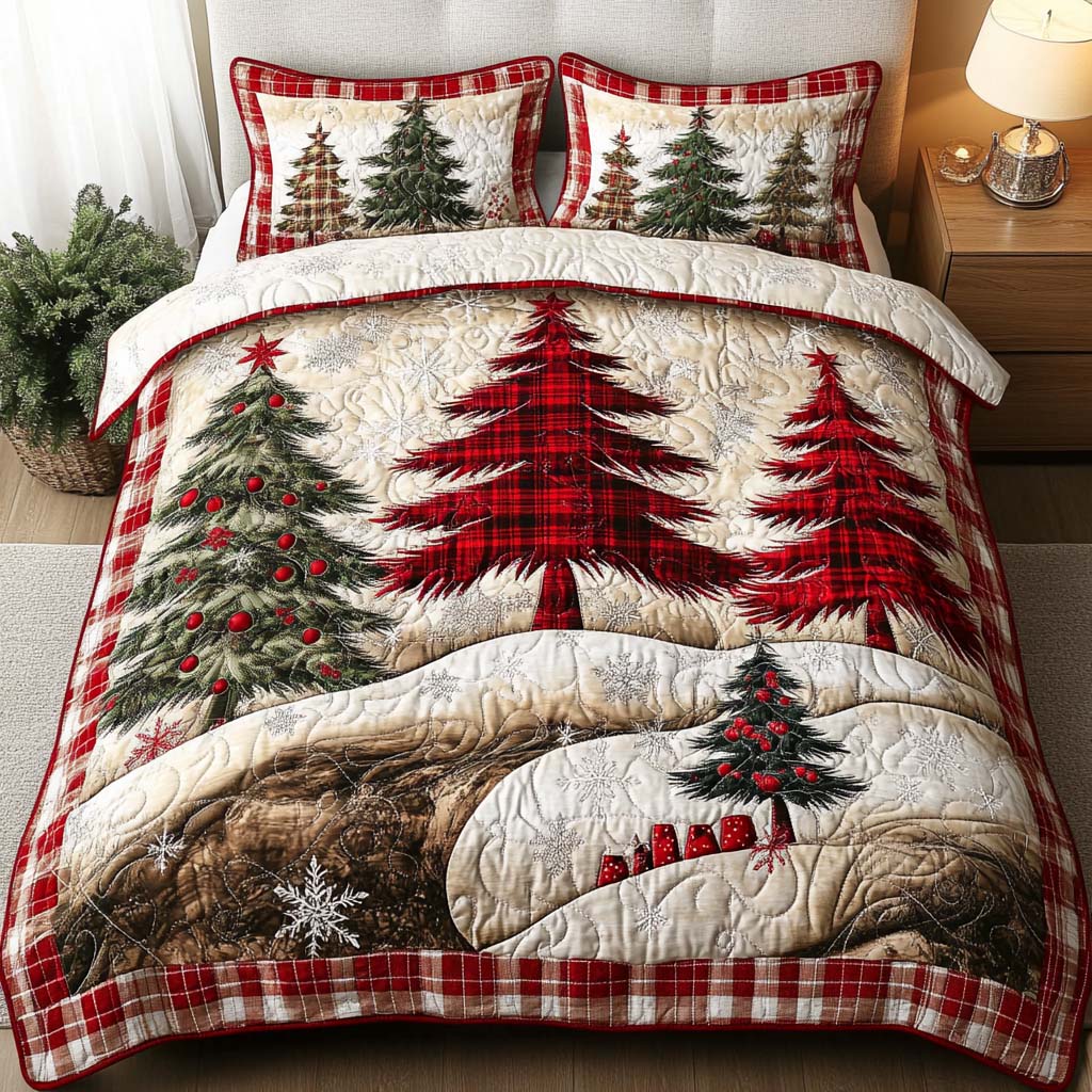 Festive Cheer Quilted Bedding Set Father Daughter Gifts