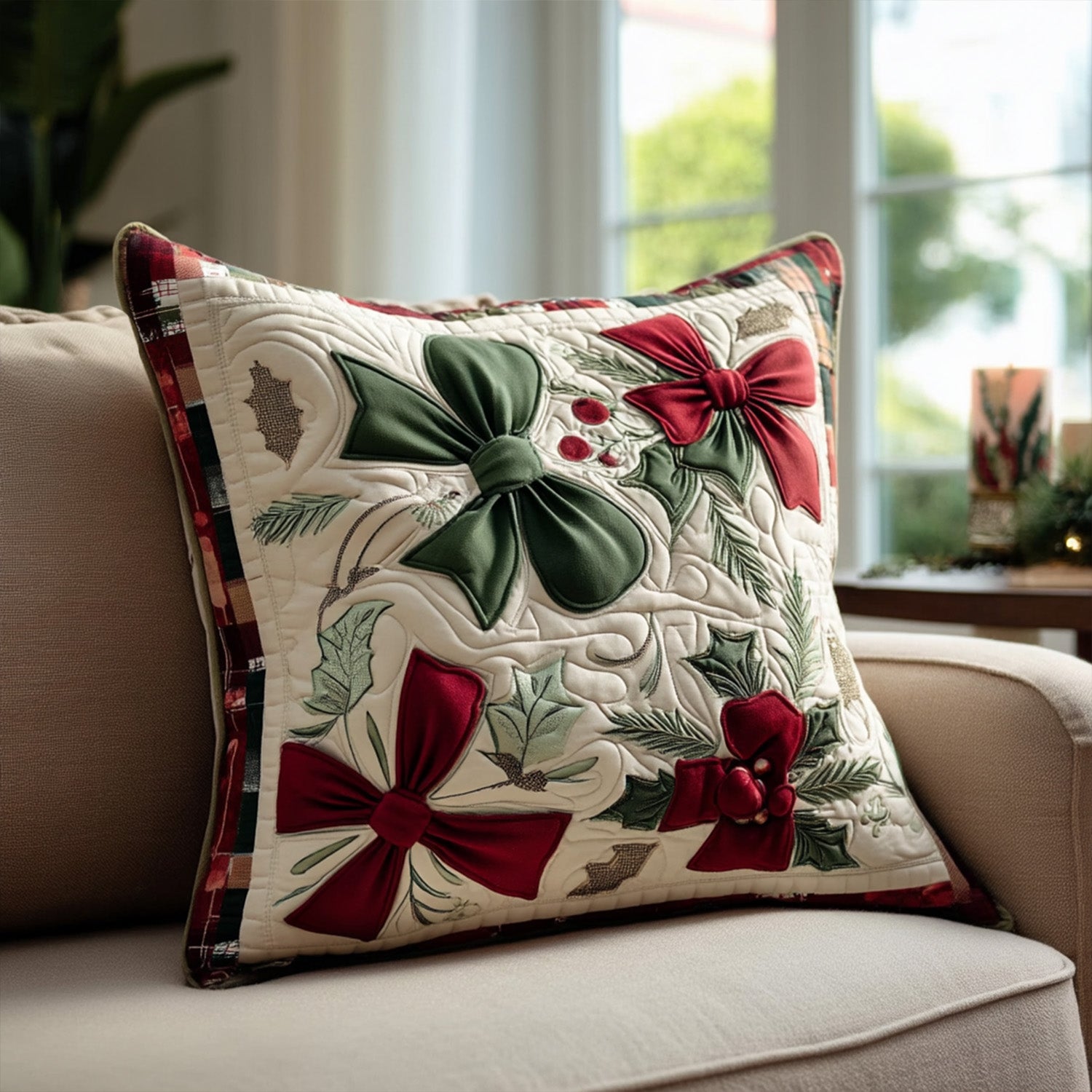 Festive Chimes Quilted Pillow Case Holiday Pillow Case Christmas Gift Ideas 2025