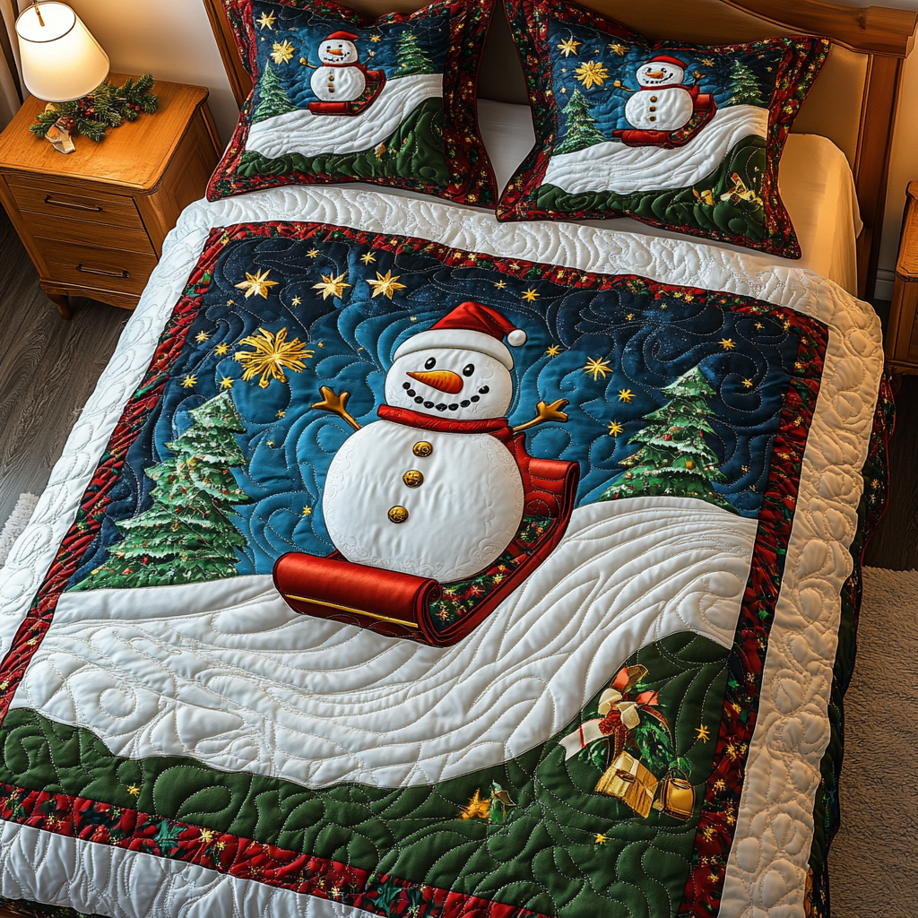 Festive Frost Quilted Bedding Set Family Xmas Gift Ideas