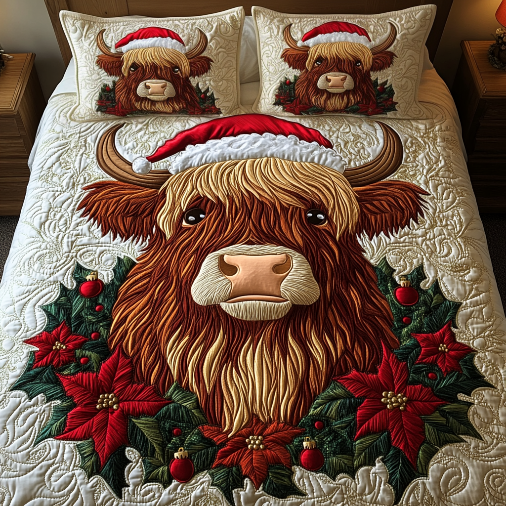 Festive Moo Quilted Bedding Set Cowboy Present Ideas