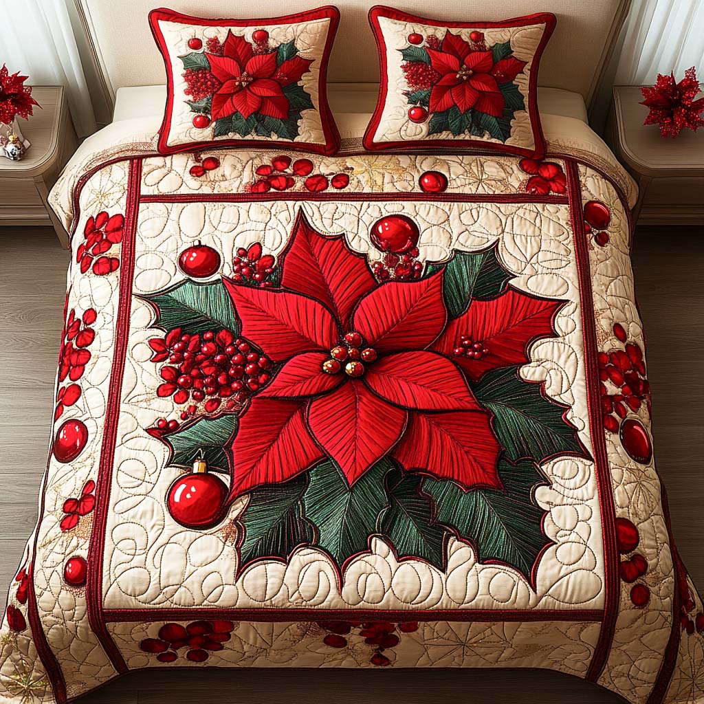 Festive Radiance Quilted Bedding Set Christmas Gifts For Mum