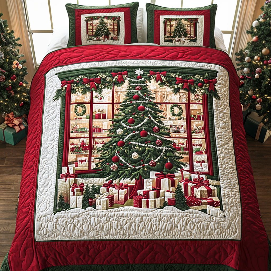 Festive Window Glow Quilted Bedding Set Father Daughter Gifts For Dad