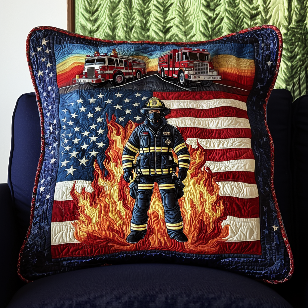Firefighter Patriot Quilted Pillow Case Best Throw Pillow Covers Gifts For Friends