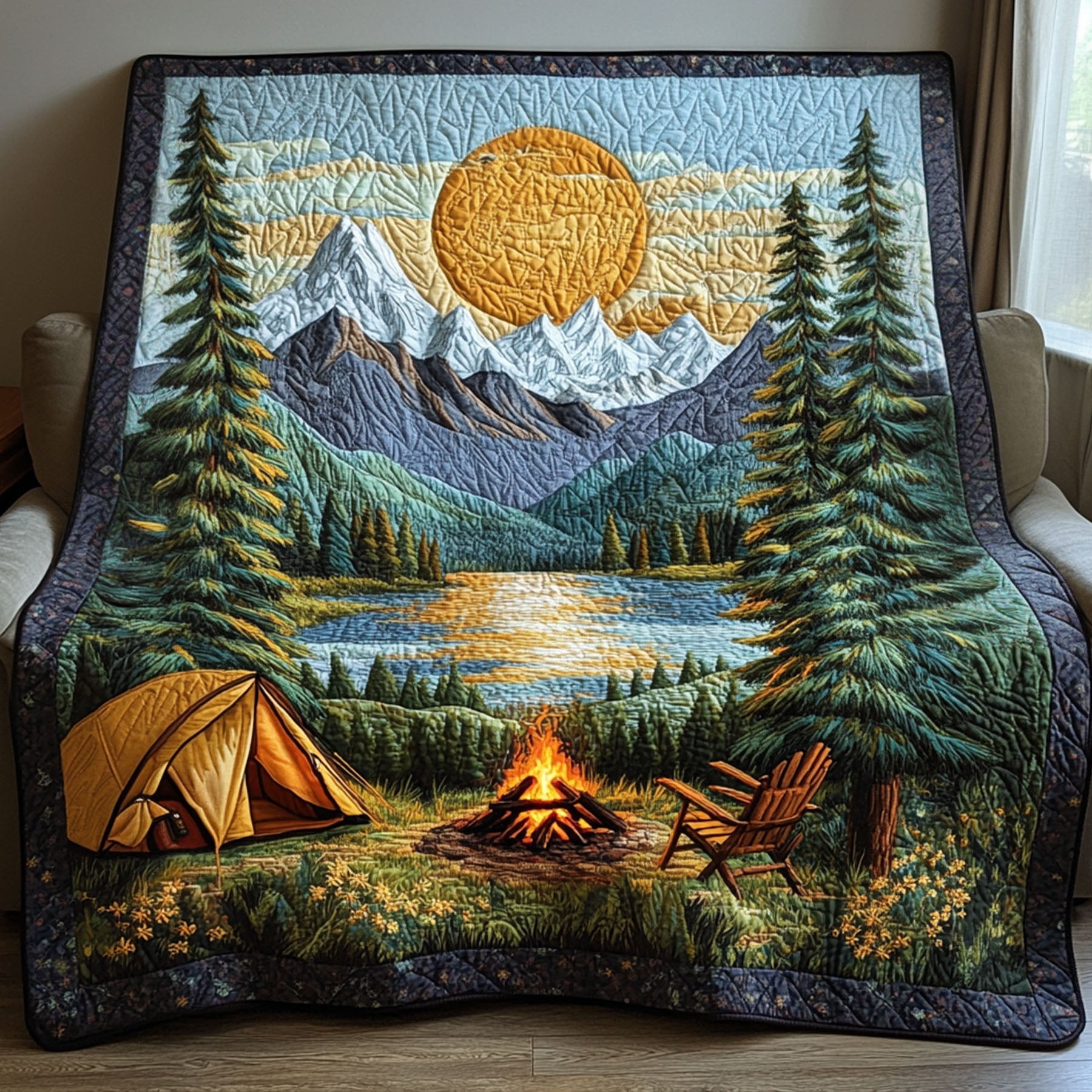 Fireside Comfort Quilted Blanket Cute Throw Blanket Camping Christmas Gifts