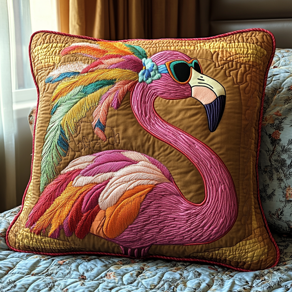 Flamingo Chill Quilted Pillow Case Decorative Throw Pillow Covers Flamingo Themed Presents