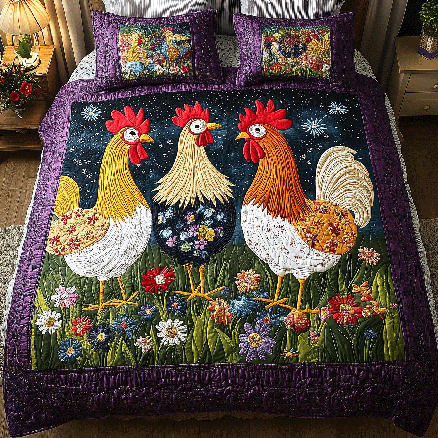 Floral Coop Quilted Bedding Set Cardinal Gifts For Christmas