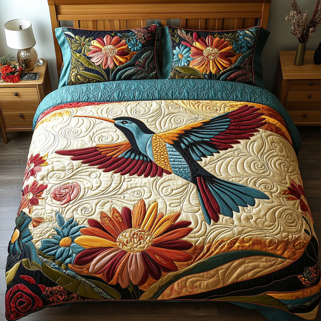 Flutter Breeze Quilted Bedding Set Bed Decor Ideas Great Hummingbird Lover Gift Ideas
