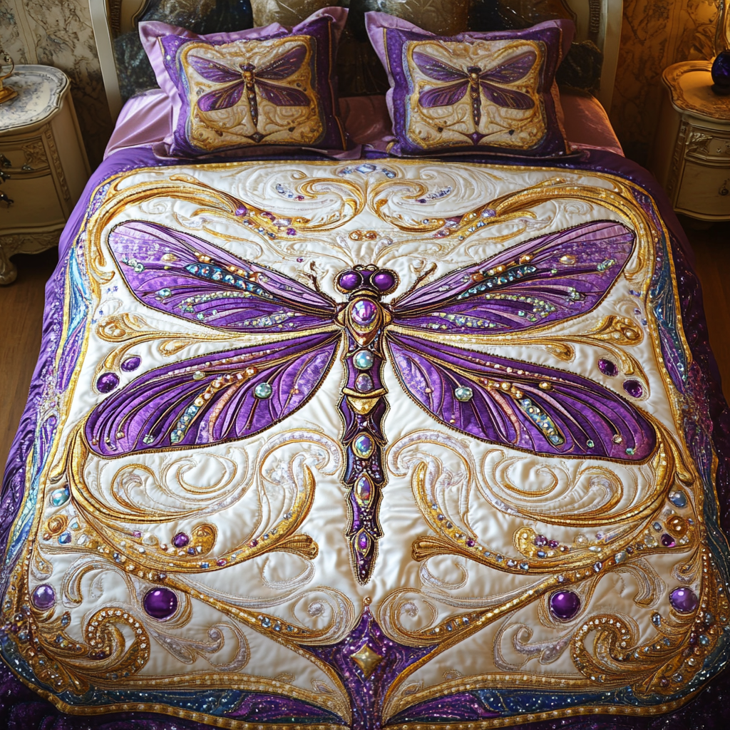 Flutter Flight Quilted Bedding Set Dragonfly Gift Ideas