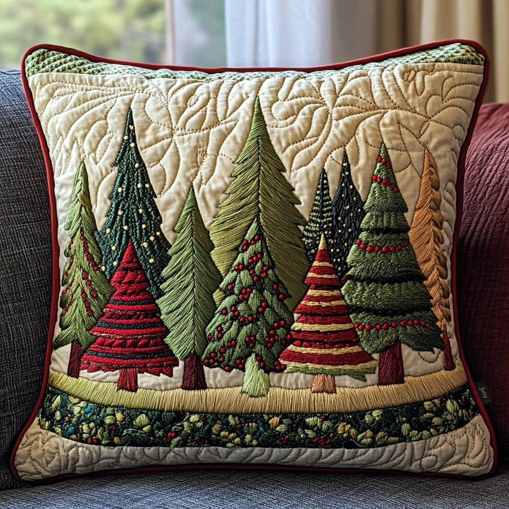 Forest Of Joy Quilted Pillow Case Sofa Accent Christmas Presents For Father