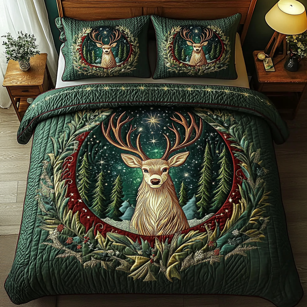 Forest Wanderer Quilted Bedding Set Cool Gifts For Deer Hunters