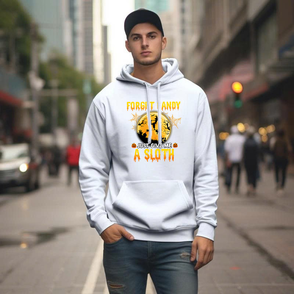 Forget Candy Just Give Me A Sloth Shirt Funny Witch Happy Halloween Hoodie Sloth Lovers Gift Basgiathsweatshirts - Image 4