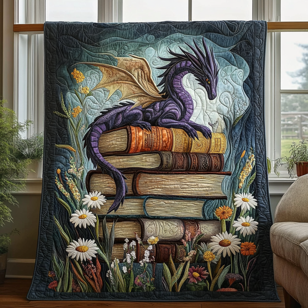 Forgotten Dragon Quilted Blanket Best Throw Blanket Gift For Dragon Lover