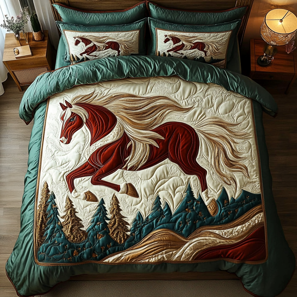 Free Spirit Hooves Quilted Bedding Set Gifts For Horse Lovers