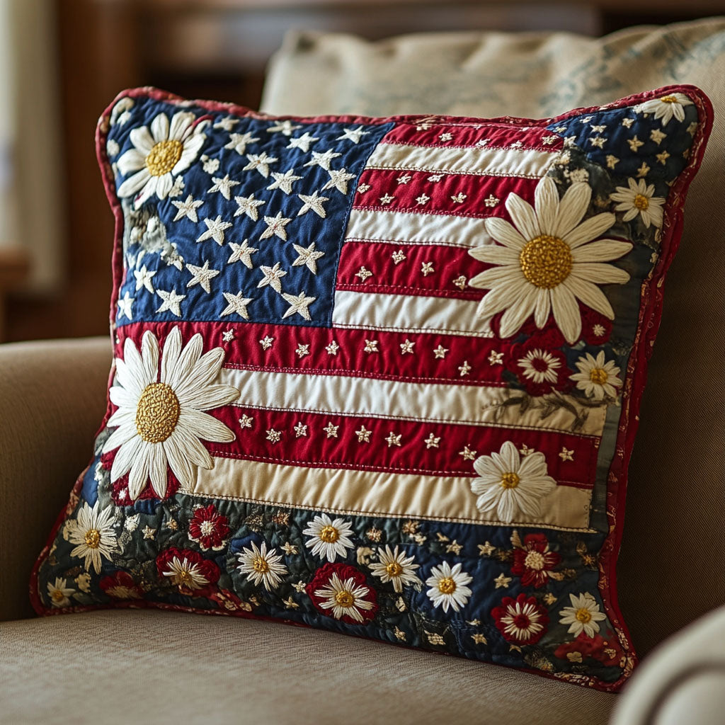 Freedom Garden Quilted Pillow Case Throw Pillow Case Covers Patriotic Gift Ideas