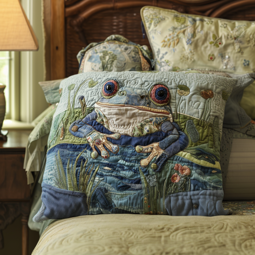 Frog Symphony Quilted Pillow Case Nice Pillow Covers Frog Birthday Gifts