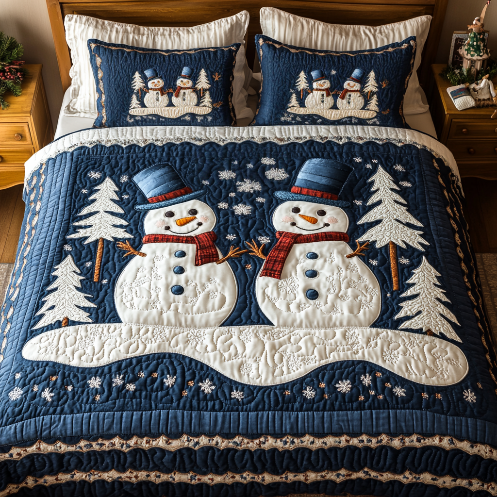 Frost Glow Quilted Bedding Set Snowman Themed Gifts