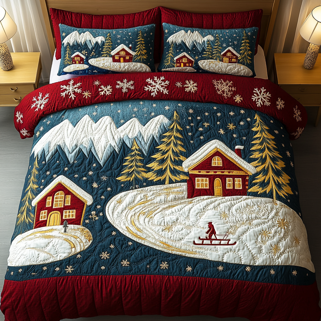 Frosted Pine Valley Quilted Bedding Set Best Christmas Gifts 2024