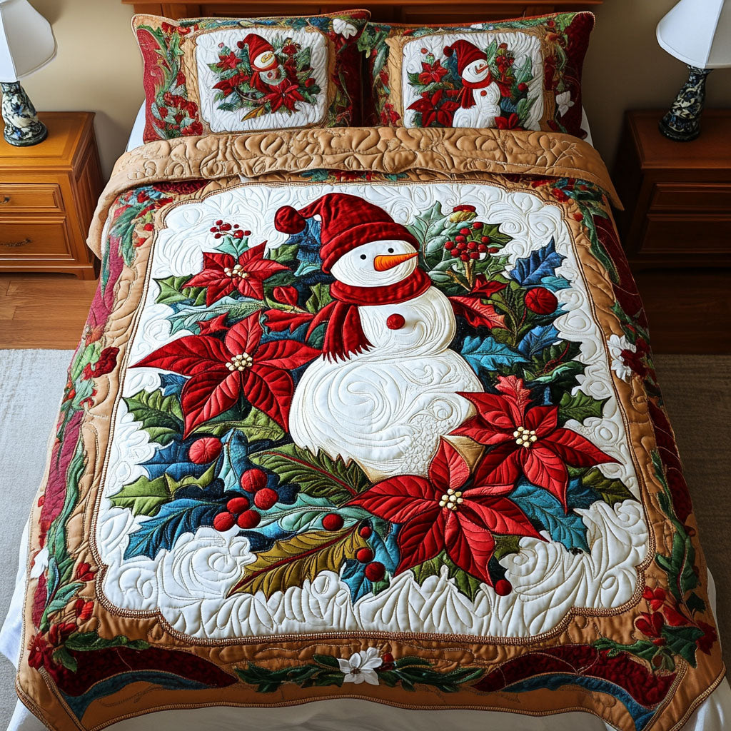 Frosty Fields Quilted Bedding Set Snowman Gifts For Adults