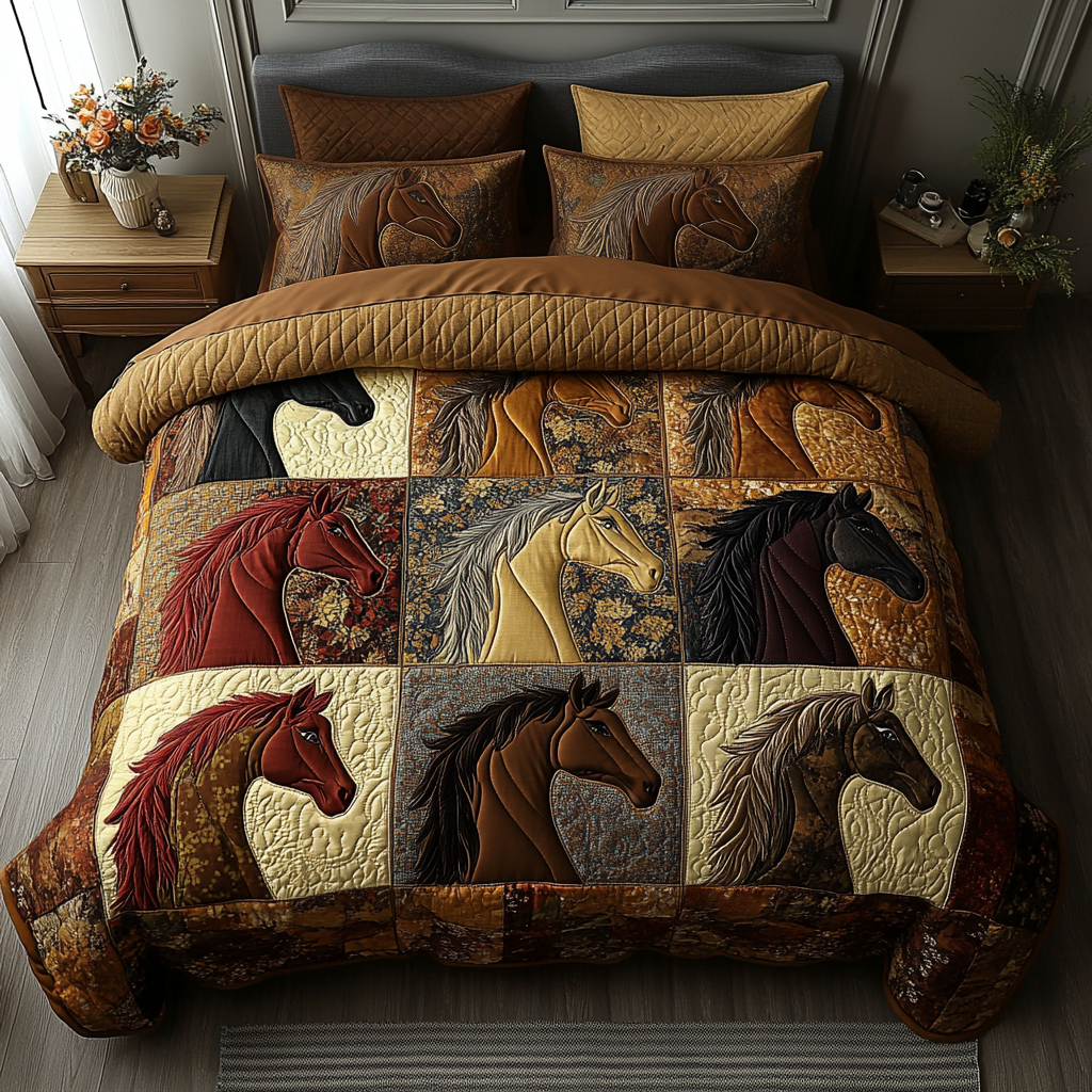 Galloping Grace Quilted Bedding Set Gifts For Horse Lovers