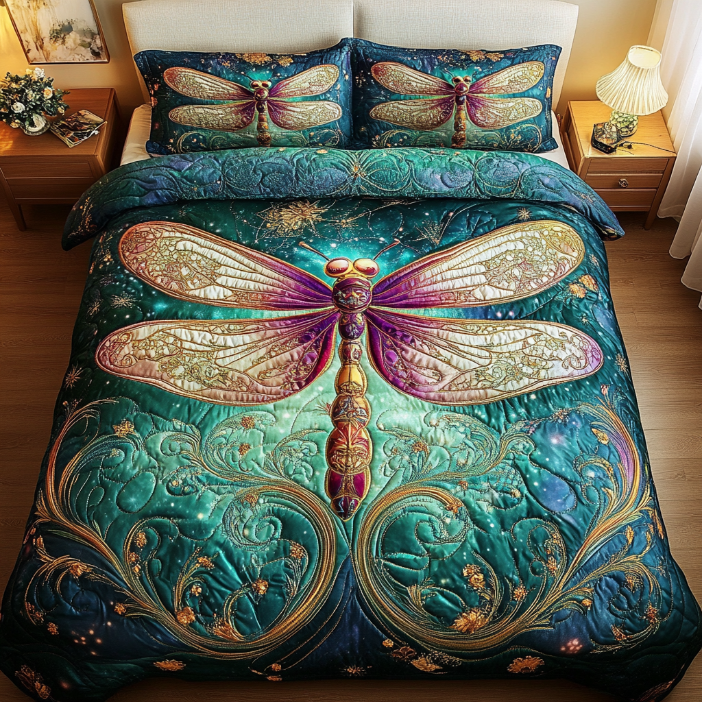 Garden Glider Quilted Bedding Set Presents For Dragon Lovers