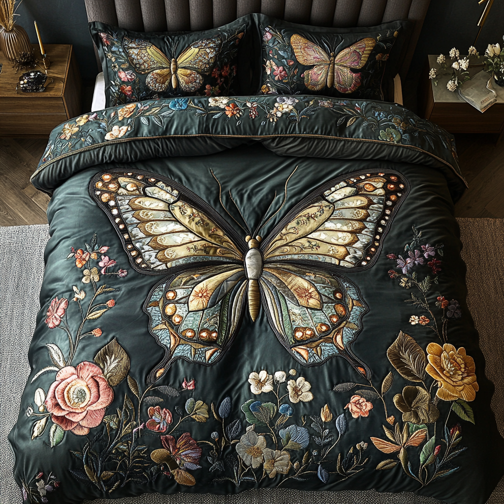 Garden Whisper Quilted Bedding Set Best Butterfly Gifts